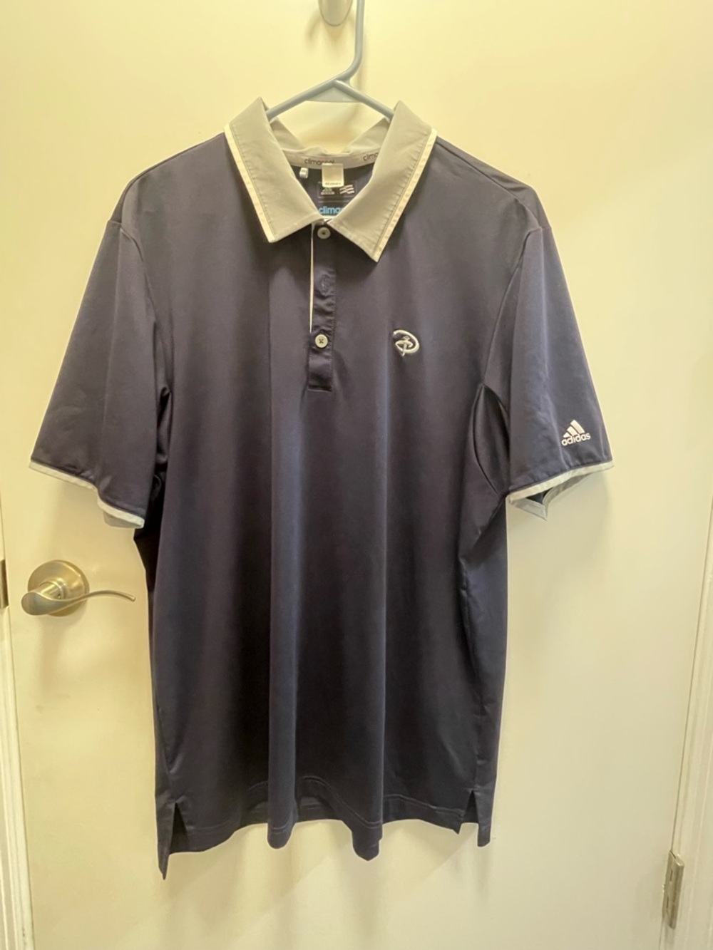 Adidas / Disney Men's Navy Polo Shirt with Contrast Collar / Size: Large